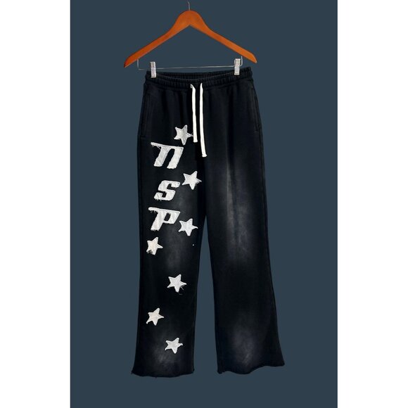 Men's Black NSP 2XL Star Pattern Sweatpants with Drawstring